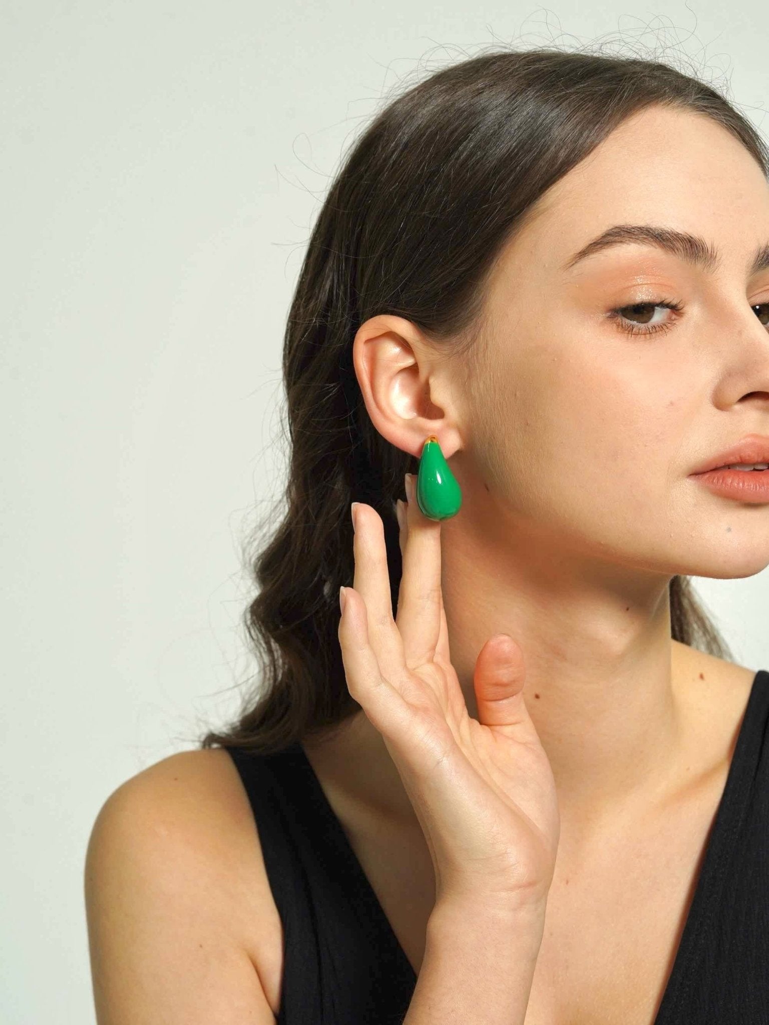 Green Chunky Teardrop Earrings - Women's Earrings - Someone & HerOwn