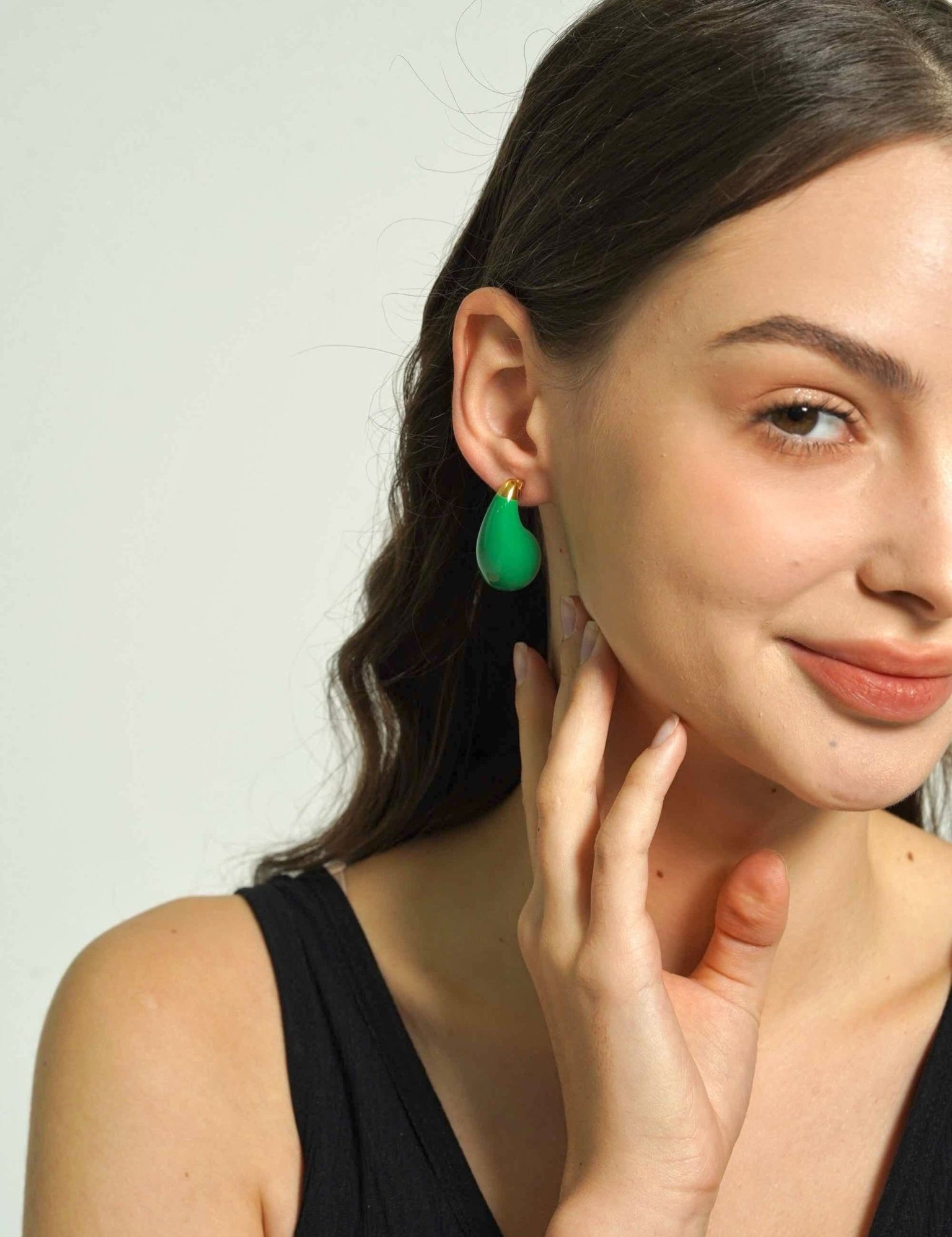 Green Chunky Teardrop Earrings - Women's Earrings - Someone & HerOwn