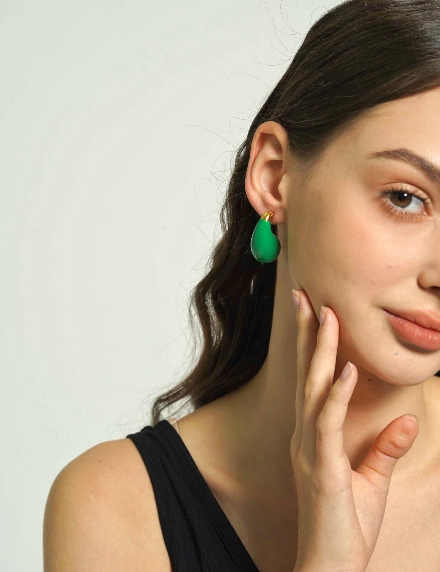 Green Chunky Teardrop Earrings - Women's Earrings - Someone & HerOwn