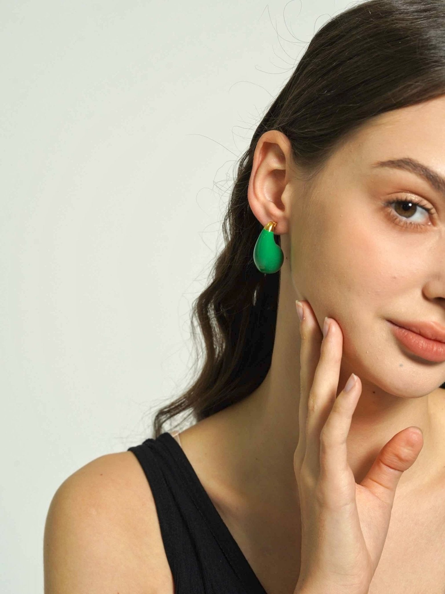 Green Chunky Teardrop Earrings - Women's Earrings - Someone & HerOwn