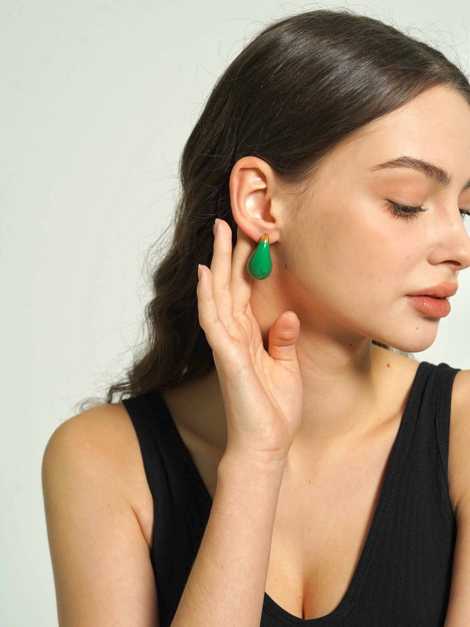 Green Chunky Teardrop Earrings - Women's Earrings - Someone & HerOwn