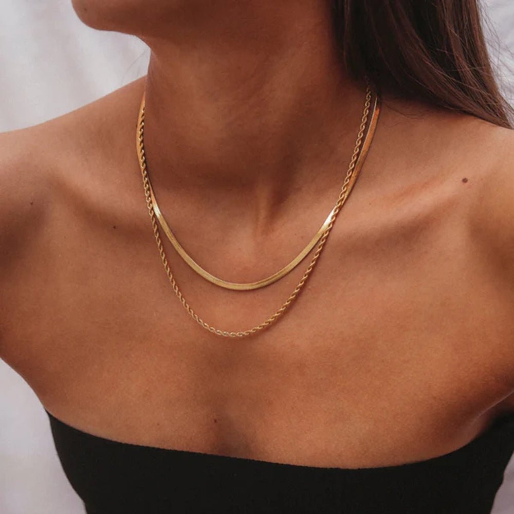 Layered Herringbone Necklace - Sleek Multi-Strand Elegance – Someone & HerOwn