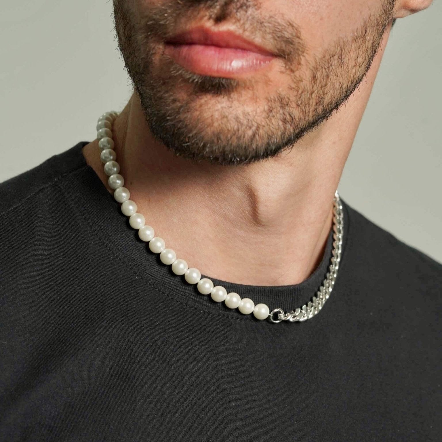 Pearl Chain Necklace Men
