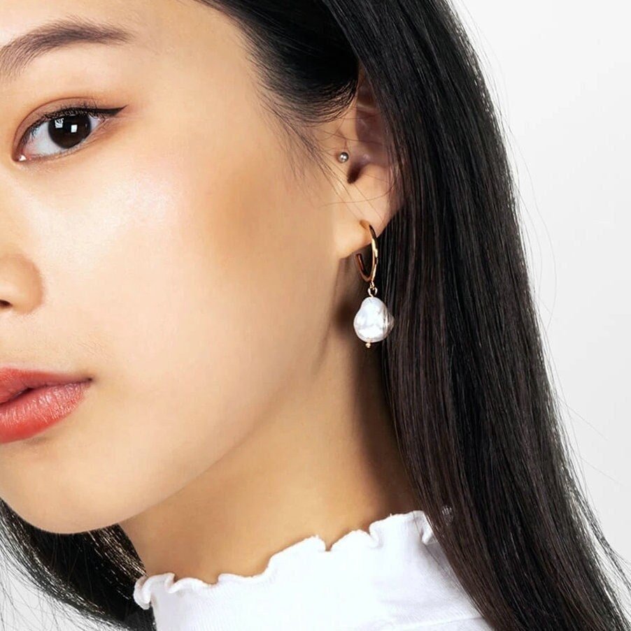 Pearl Drop Hoops - Women's Earrings - Someone & HerOwn