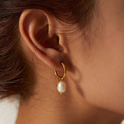 Pearl Drop Hoops - Women's Earrings - Someone & HerOwn