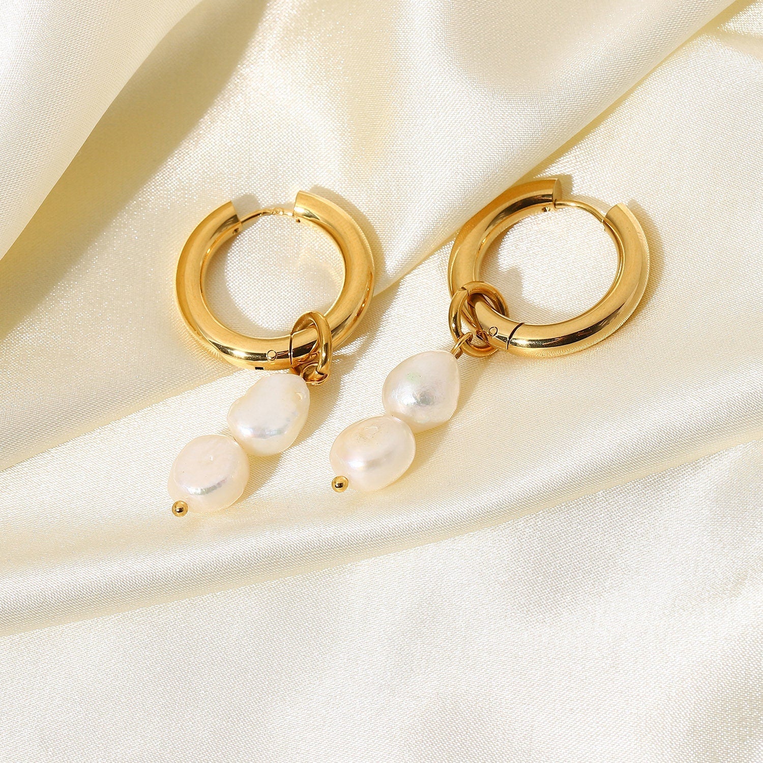 Pearl Drop Hoops - Women's Earrings - Someone & HerOwn