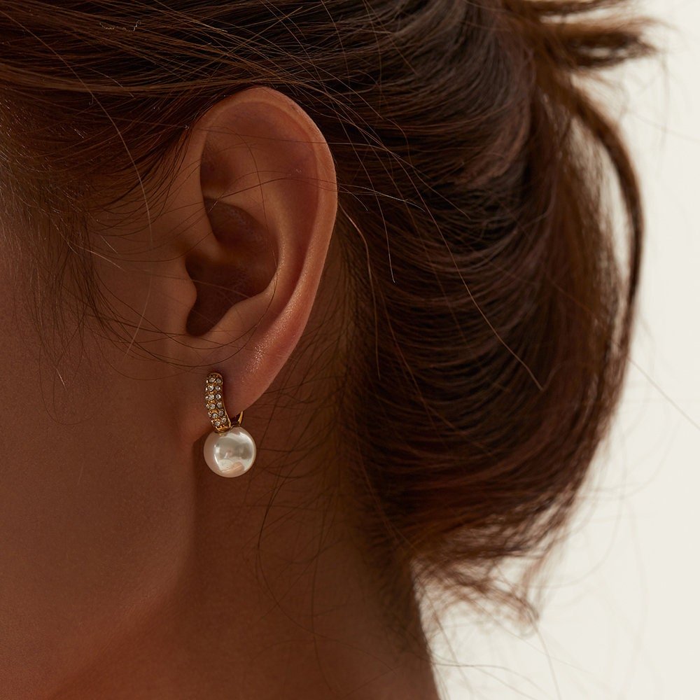 Pearl Drop Hoops - Women's Earrings - Someone & HerOwn