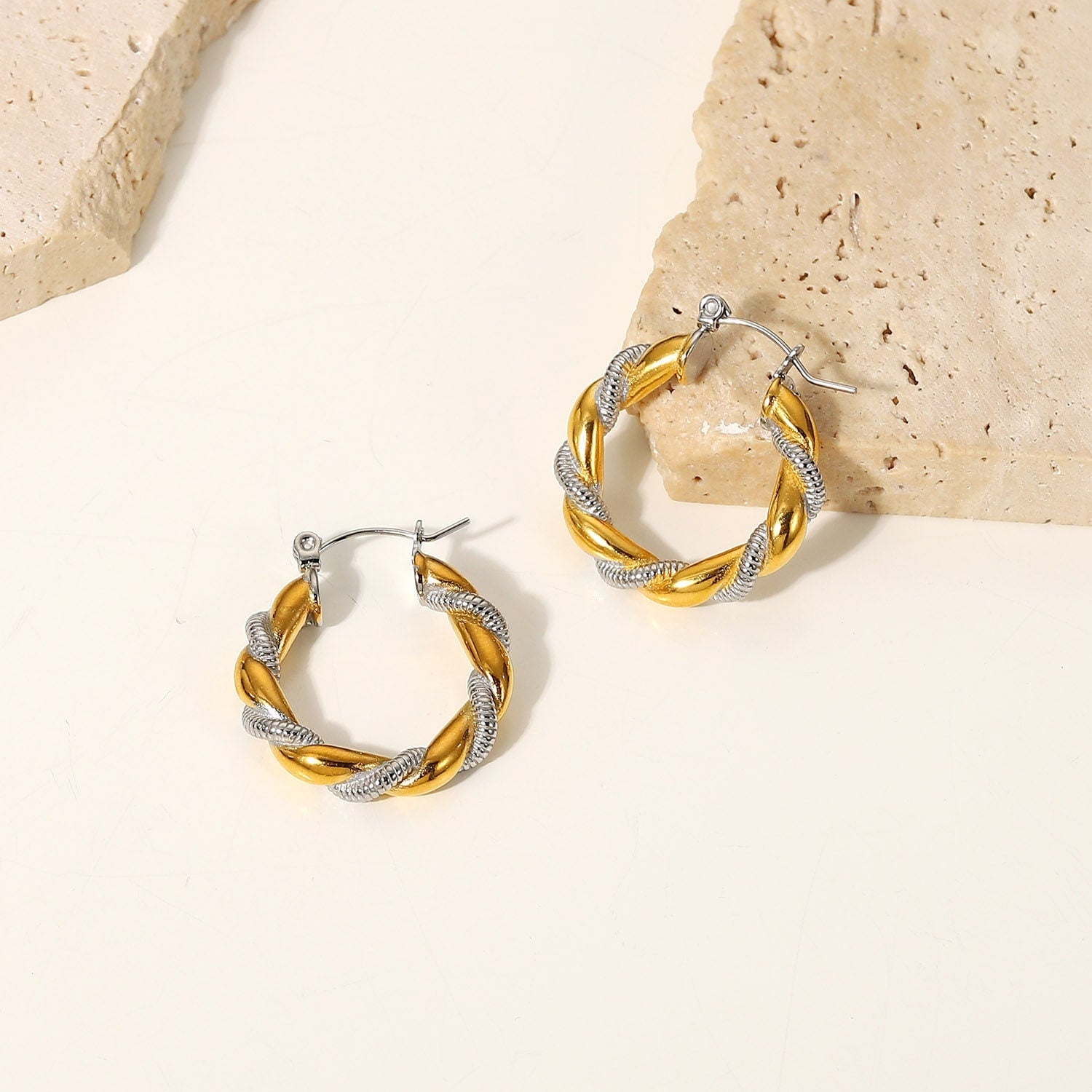 Two Tone Twisted Hoop Earrings - Women's Earrings - Someone & HerOwn